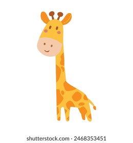 Ilustración vectorial aislada del animal de la jirafa en el fondo blanco