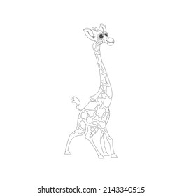 Isolated Giraffe Draw Turtle Animated Animals Jungle Vector Illustration