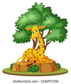 Isolated giraffe in nature illustration