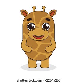 Isolated Giraffe in the style cartoon. Vector Illustration.