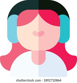 Isolated girl avatars with different facial expressions.