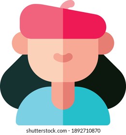 Isolated girl avatars with different facial expressions.