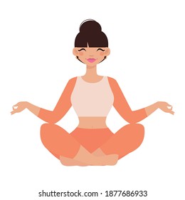Isolated girl black head hygge style icon - Vector