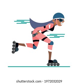 Isolated girl character practicing skate