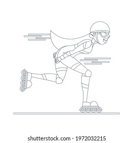Isolated girl character practicing skate