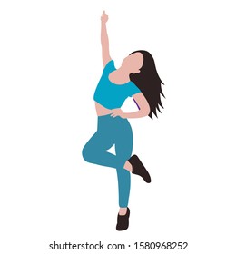 isolated, girl flat style dancing
