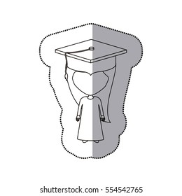 Isolated girl with graduation cap design