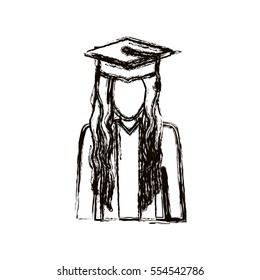 Isolated girl with graduation cap design