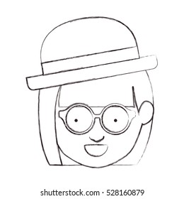Isolated girl head with hat design