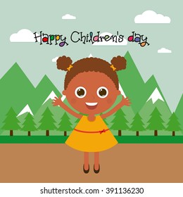 Isolated girl on a beautiful landscape with text