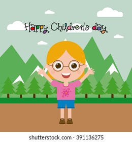Isolated girl on a beautiful landscape with text