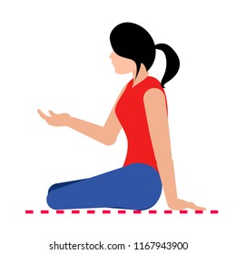 Isolated girl on a picnic carpet. Vector illustration design