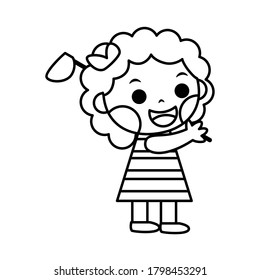 Isolated girl playing golf. Sport icon - Vector