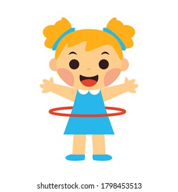 Isolated girl playing with a hoop - Vector