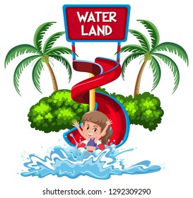 Isolated girl in water park illustration