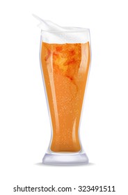  Isolated glass of beer with drops. 