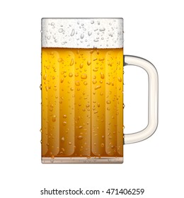 Isolated glass of beer with drops vector illustration