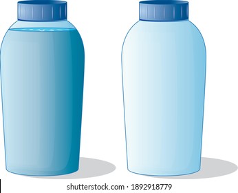 Isolated glass bottle with water and empty