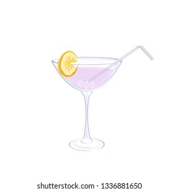 An isolated glass with a cocktail on a white background