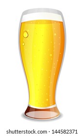 Isolated glass of refreshing beer with drops on a white background 