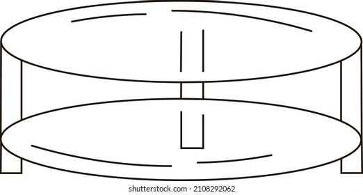 Isolated glass table icon on white background. Sketch. Furniture. Vector flat illustration.