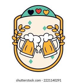 Isolated glasses beer oktoberfest vector illustration