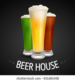  Isolated glasses of beer. Vector illustration.
