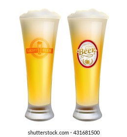  Isolated glasses of beer. Vector illustration.