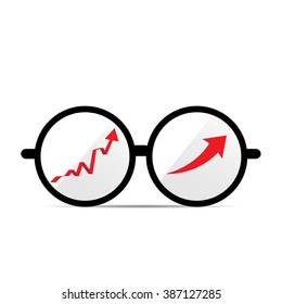 Isolated glasses with a pair of graphs on a white background