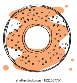 Isolated glazed donut icon. Bakery food - Vector