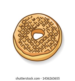 Isolated glazed donut vector on white background.