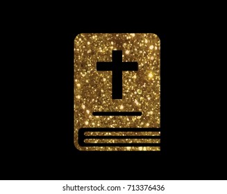 The isolated glitter golden holy bible book icon