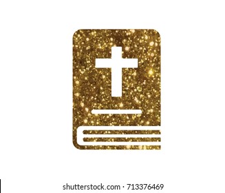 The isolated glitter golden holy bible book icon