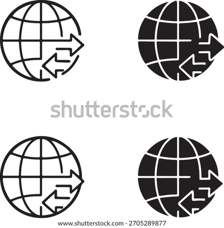Isolated Global Trade black vector icon, global trade icon, import export icon, black global trade graphic for buyers, buyer focused international commerce design