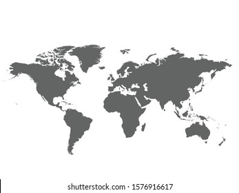 Einzige Weltkarte für Vektorgrafik auf weißem Hintergrund