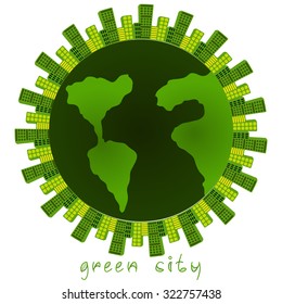 Isolated globe with a green city and text