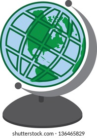 Isolated globe with grid on a stand