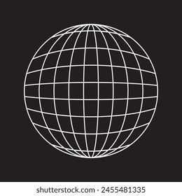 Isolated globe wireframe vector graphic 	