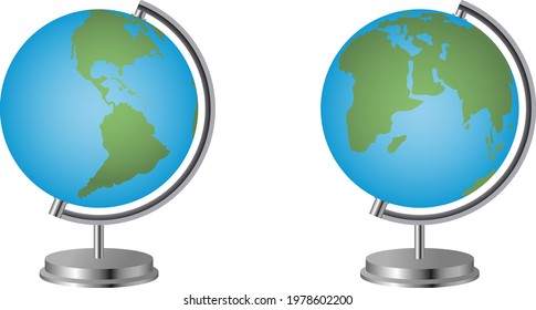 isolated globes on white background
