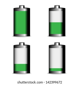 Isolated glossy battery icon set