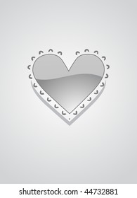isolated glossy grey heart with background, vector illustration