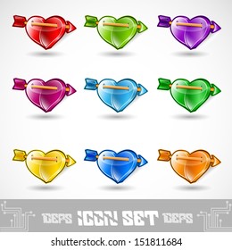 isolated glossy heart  icon color set