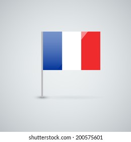 Isolated glossy icon with national flag of France. Correct proportions and color scheme.