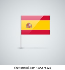 Isolated glossy icon with national flag of Spain. Correct proportions and color scheme.