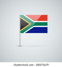 Isolated glossy icon with national flag of South Africa. Correct proportions and color scheme.