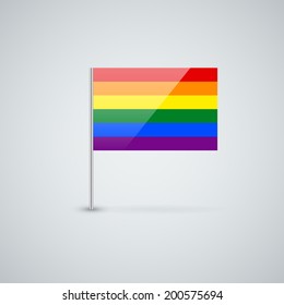 Isolated glossy icon with rainbow flag