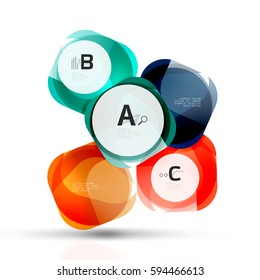 Plantilla de cuadrados brillantes aislados. Fondo de plantilla de vector para diseño de flujo de trabajo de impresión, diagrama, opciones de número o banner de diseño web