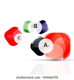 Plantilla de cuadrados brillantes aislados. Fondo de plantilla de vector para diseño de flujo de trabajo de impresión, diagrama, opciones de número o banner de diseño web