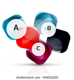 Plantilla de cuadrados brillantes aislados. Fondo de plantilla de vector para diseño de flujo de trabajo de impresión, diagrama, opciones de número o banner de diseño web