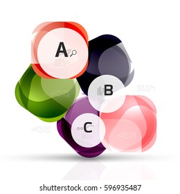Plantilla de cuadrados brillantes aislados. Fondo de plantilla de vector para diseño de flujo de trabajo de impresión, diagrama, opciones de número o banner de diseño web